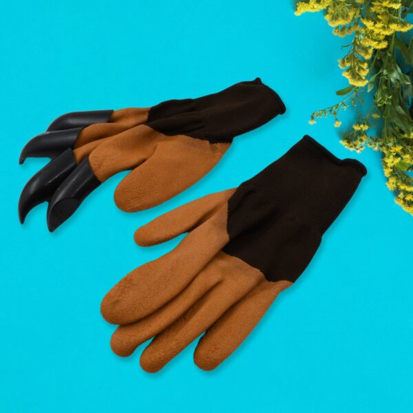 Garden Farming Gloves With Hand Fingertips & Plastic Claws (1 Pair) - Front View by Nari Haat, Indian ethnic wear, wo...