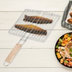 Square Roaster Grill Barbecue with Wooden Handle