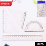 Plastic Geometry Set, Triangle Ruler Protractor Straight Ruler (4 Pcs Set) - With Dupatta by Nari Haat, Indian ethnic...