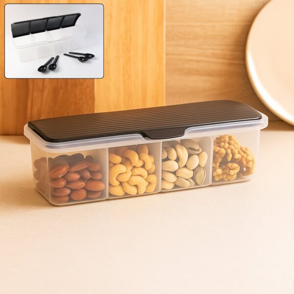 Kitchen Multipurpose Air-tight 4 Sections Storage Containers / Masala Box (1 Set) - Front View by Nari Haat, Indian e...