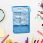 Metal mesh pen holder for desk organization