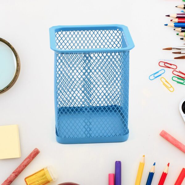 Metal mesh pen holder for desk organization