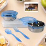 Sumo Lunch Box with Bag – Plastic Lunch Box & Spoon/Fork Set (2 Pc) - Front View by Nari Haat, Indian ethnic wear, ...