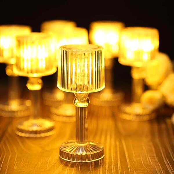 Mini Acrylic LED Desk Lamps Table Lamp Portable Crystal, Diwali (1 Pc / Small) - Front View by Nari Haat, Indian ethn...