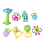 Kinder Rattles & Teething Set – Non-Toxic Shake & Grab Baby Toys (8 Pcs Set) - Sleeve Design by Nari Haat, Indian e...