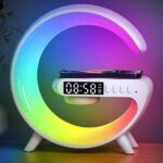 Smart Alarm Clock with G-Shape RGB Light Bluetooth Speaker, Wireless Charging (1 Pc) - Closeup Embroidery by Nari Haa...