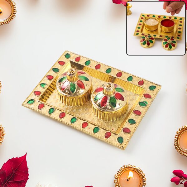 Rakasha Bandhan Special Puja Thali, Kumkum Thali Holder, Pooja Return Gift, Indian Housewarming Gifts, Brother / Bhai...