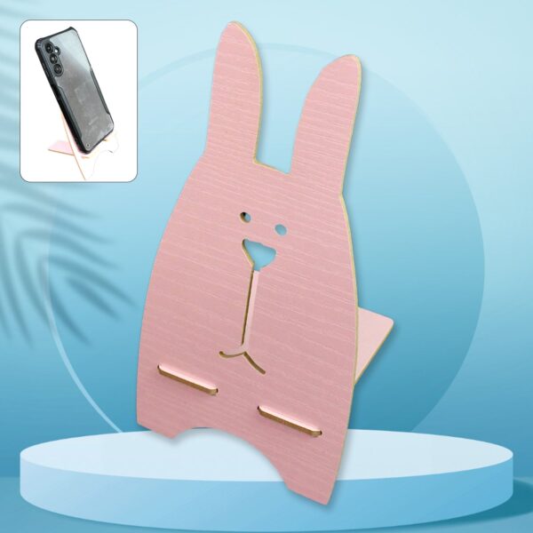 Wooden Cute Lovely Rabbit Design Mobile Stand (1 Pc) - Front View by Nari Haat, Indian ethnic wear, women clothing, d...
