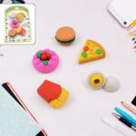 3D Food-Shaped Colorful Eraser Set – Cute Novelty Mini Erasers for Kids (5 Pc Set) - Closeup Embroidery by Nari Haa...