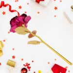 Gold Rose Artificial Rose Flower With Gift Box, Plastic Flowers Best Gifts for Friend Girl Wife Women, Golden Rose Gi...