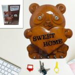 Cute Plastic Panda Key Holder, Wall Key Rack with 5 Hooks (1 Pc) - Front View by Nari Haat, Indian ethnic wear, women...