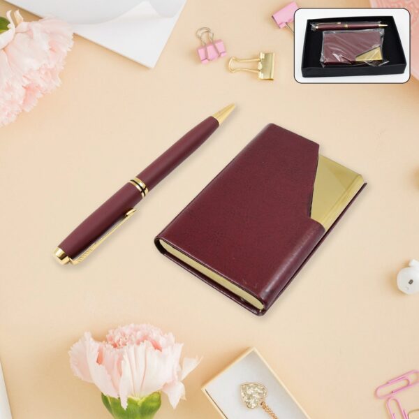 Leather Professional Business Visiting Card Case (2 Pc Set / With Gift Box) - Front View by Nari Haat, Indian ethnic ...