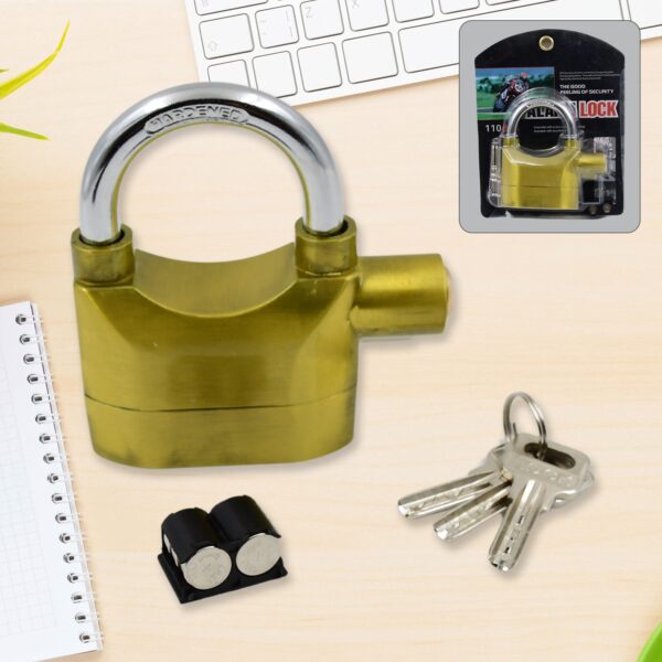 Security Alarm Metallic Lock System with 3 Keys (1 Set / Mix Color) - Front View by Nari Haat, Indian ethnic wear, wo...