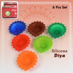 Silicone Diya for Diwali Attractive Design Colourful Diya Combo, Diwali (6 Pcs Set) - Closeup Embroidery by Nari Haat...