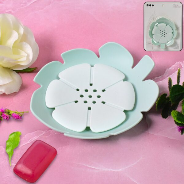 Plastic Flowers Soap Dish Bathroom Accessories Set Shower Gift ,Sabudani (1 Pc) - Front View by Nari Haat, Indian eth...