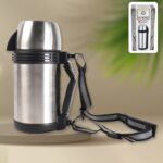 Portable Stainless Steel Coffee Tea Vacuum Flask Bottle (1200ml / 1.2L / 1 Pc) - Front View by Nari Haat, Indian ethn...