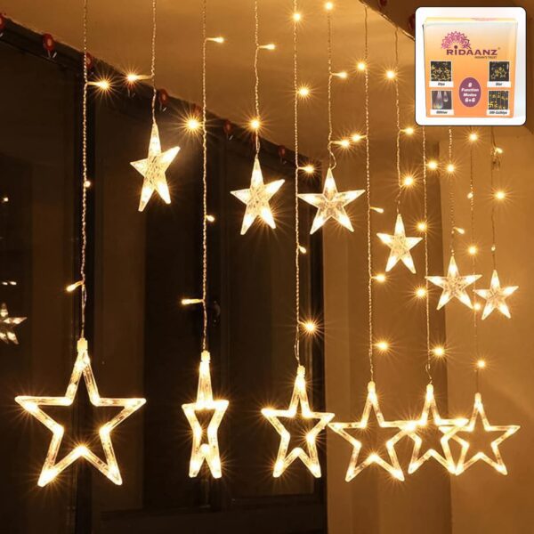 LED Curtain String Lights LED Christmas Light Indoor and Outdoor Light (Warm White / With Box) - Front View by Nari H...