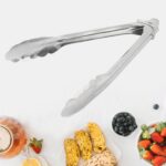 Metal Household Kitchen Salad Dessert Buffet Food Tong Clamp Clip (1 Pc / 17 Cm) - Front View by Nari Haat, Indian et...