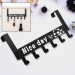 Heavy-Duty Carbon Steel Over Door Hook Rack for Towels & Coats (1 Pc, 6 Hooks) - Full Detail by Nari Haat, Indian eth...