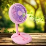 USB Rechargeable Portable Fan with LED Light – Heavy-Duty Foldable Fan - Closeup Embroidery by Nari Haat, Indian et...