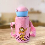 Thermos steel Double Wall Vacuum Bottle With Cover & Strap 600ml Approx - Front View by Nari Haat, Indian ethnic wear...