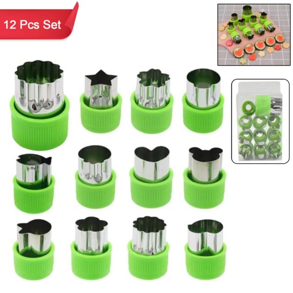Stainless Steel Cookie Cutter Shapes Set, Baking Cooking Food Decoration (12 Pcs Set) - Front View by Nari Haat, Indi...