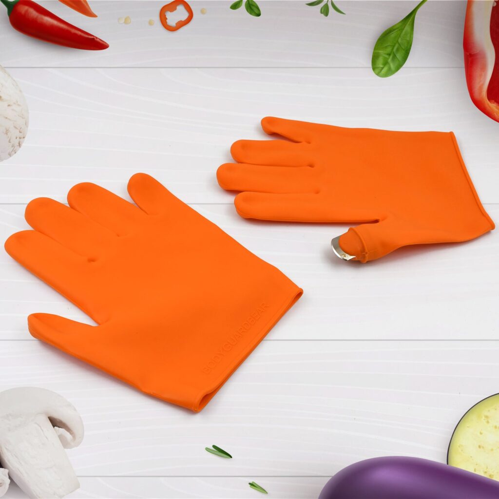 Gloves Silicone Thumb Knife Finger Protector Gears Cutting Vegetable Harvesting Knife - Front View by Nari Haat, Indi...
