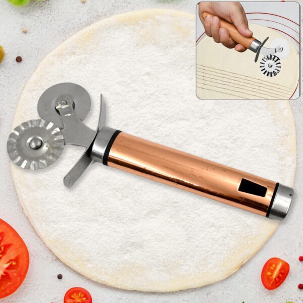 Pastry cutter wheel - Pie Crust Cutter Premium Double Cutter Wheel (1 Pc) - Front View by Nari Haat, Indian ethnic we...
