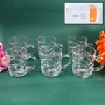 Glass Coffe & Tea Cup / Mug Enjoy Your Drink Style, Water glass (6 pcs Set / 220 ML) - Front View by Nari Haat, India...