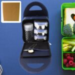 Compact Stainless Steel Airtight Lunch Box Set - 4 pcs (3 Leakproof 1 Bottle) - Front View by Nari Haat, Indian ethni...