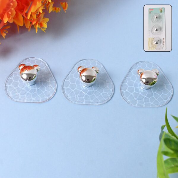 All-Plastic Adhesive Wall Hooks - Strong, No Damage, Easy to Install (3 Pc Set) - Front View by Nari Haat, Indian eth...