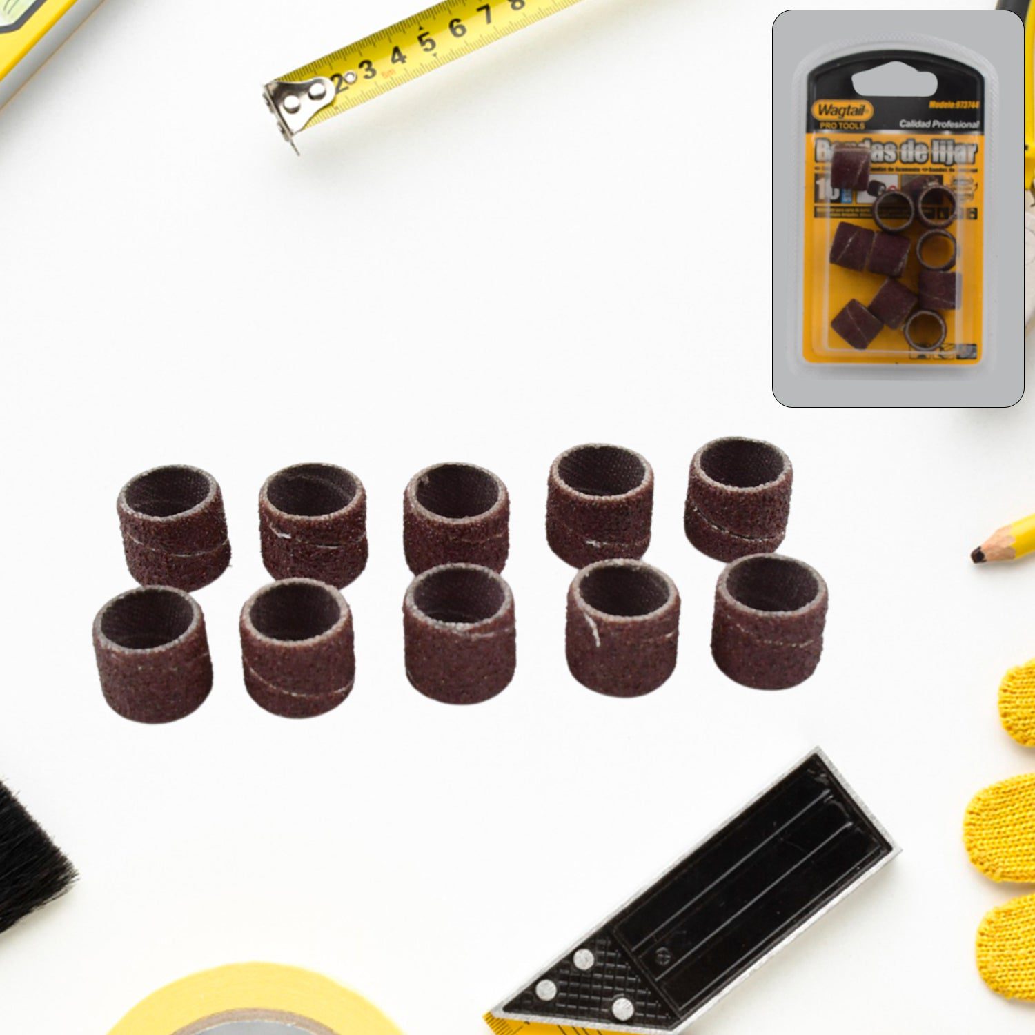 01_f0d7013e-c560-4d35-b16b-882ff09979dd.jpg Drum Polishing Kit, Drum Sanding Sleeves Widely Used (10 Pcs Set) - Front View by Nari Haat, Indian ethnic wear, wome...