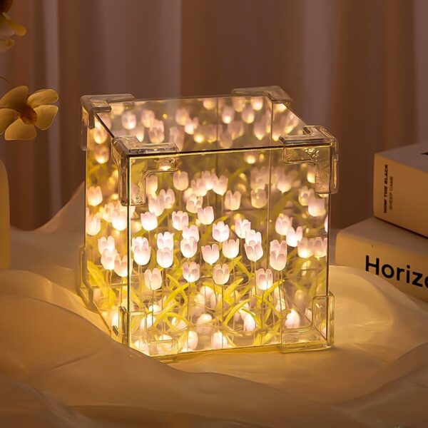 Cube Tulip Night Lamp | Led Decorative Nights Lamp (Multicolor & Design / 1 Set) - Front View by Nari Haat, Indian et...