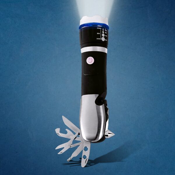 Battery operated multi-tool LED flashlight