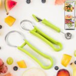 Professional 3 in 1 Stainless Steel Watermelon Cutter Fruit Carving Tools Set (1 Set) - Front View by Nari Haat, Indi...