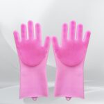 Dishwashing Gloves with Scrubber (1 Pair, 250 Gm) - Front View by Nari Haat, Indian ethnic wear, women clothing, desi...