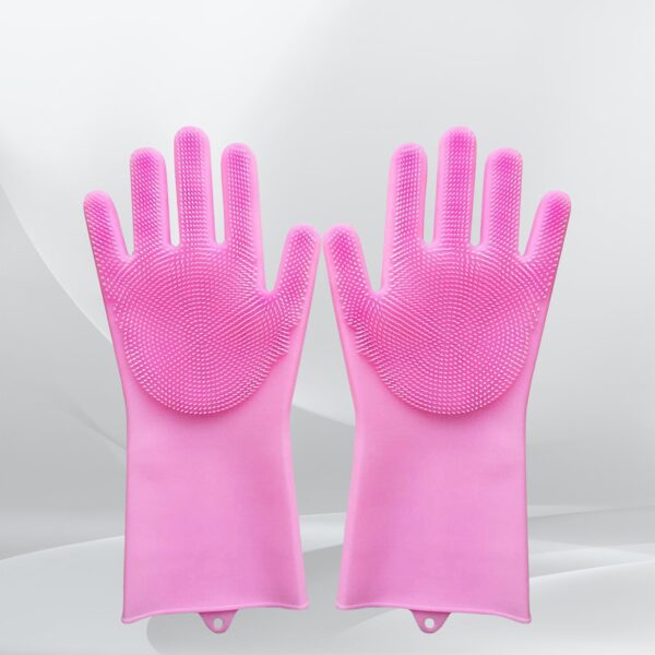 Dishwashing Gloves with Scrubber (1 Pair, 250 Gm) - Front View by Nari Haat, Indian ethnic wear, women clothing, desi...