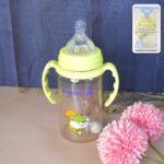 Plastic Baby Feeding Bottle with Handles, Cleaning brush & Straw (300 ML / 1 Pc) - Front View by Nari Haat, Indian et...