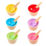 Premium Ice Cream Waffle Spoon Bowl Set (6-Piece , Color Box) - Back View by Nari Haat, Indian ethnic wear, women clo...
