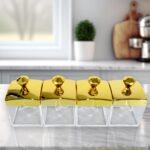 Storage Jar Set with 4 Jars Lids Tray and 4 Spoons for Coffee Tea Sugar  Kitchen Use - Front View by Nari Haat, India...