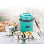 Double Wall Insulated Tiffin with Handle (1 Pc): Stackable, Hot Food Container - Sleeve Design by Nari Haat, Indian e...
