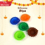 Silicone Diya Diwali Attractive Design Colourful Diya Combo, (Mix Design /1 Pc) - Closeup Embroidery by Nari Haat, In...
