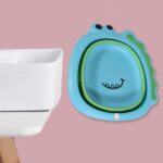 Frog Shape Foldable Baby Wash Basin – Space-Saving Face Washing Tub (33×31cm) - Fabric Detail by Nari Haat, Indian...