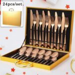 Kitchen Tableware / Flatware Sets Kitchen Forks Spoons with Gift Box (24 Pcs Set) - Back View by Nari Haat, Indian et...