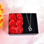 Rose Flower Gift Box, Handmade Eternal Rose I Love You Necklace, Valentine's Day - Front View by Nari Haat, Indian et...