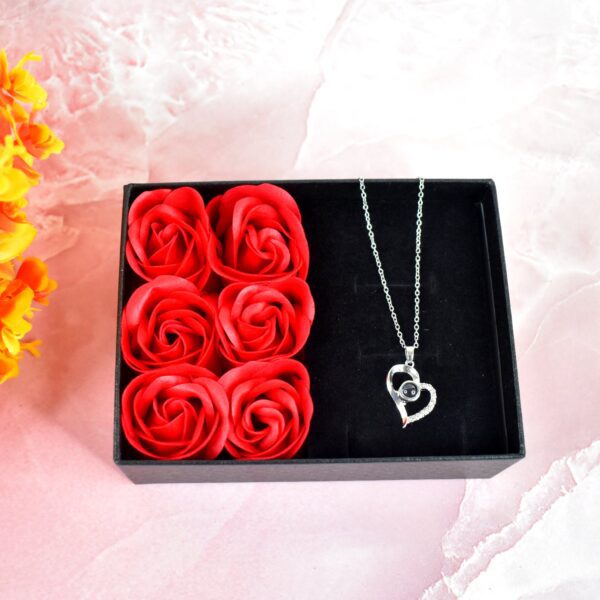 Rose Flower Gift Box, Handmade Eternal Rose I Love You Necklace, Valentine's Day - Front View by Nari Haat, Indian et...