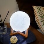 3D Moon Night Lamp with Stand (Color Box /  White & Yellow Light / 1 Pc) - Closeup Embroidery by Nari Haat, Indian et...
