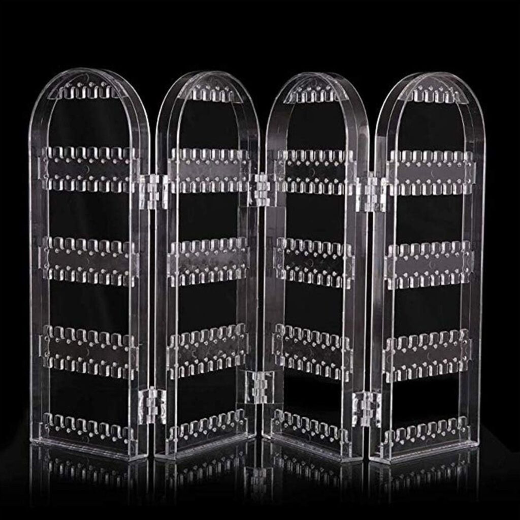 4 Folding Storage Hanger Acrylic Earring Screen Holder Display Stand Clear (1 Set) - Front View by Nari Haat, Indian ...