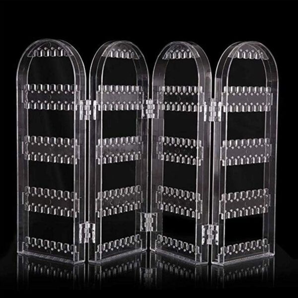 4 Folding Storage Hanger Acrylic Earring Screen Holder Display Stand Clear (1 Set) - Front View by Nari Haat, Indian ...