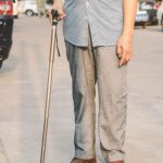 Foldable Walking Cane with LED Handle – Collapsible Mobility Stick - Front View by Nari Haat, Indian ethnic wear, w...